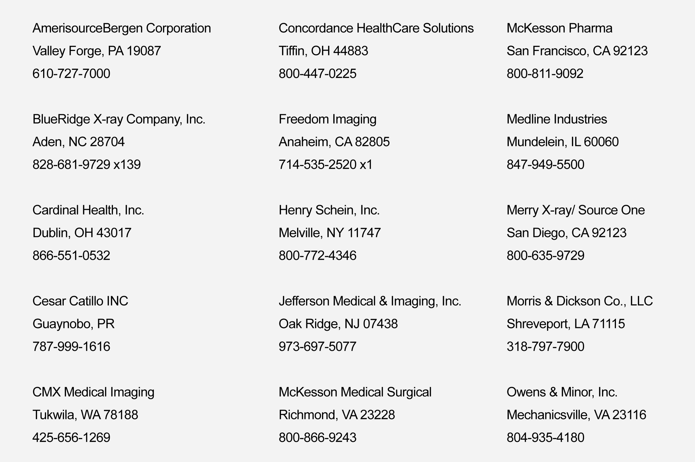 Updated Purchasing Addresses