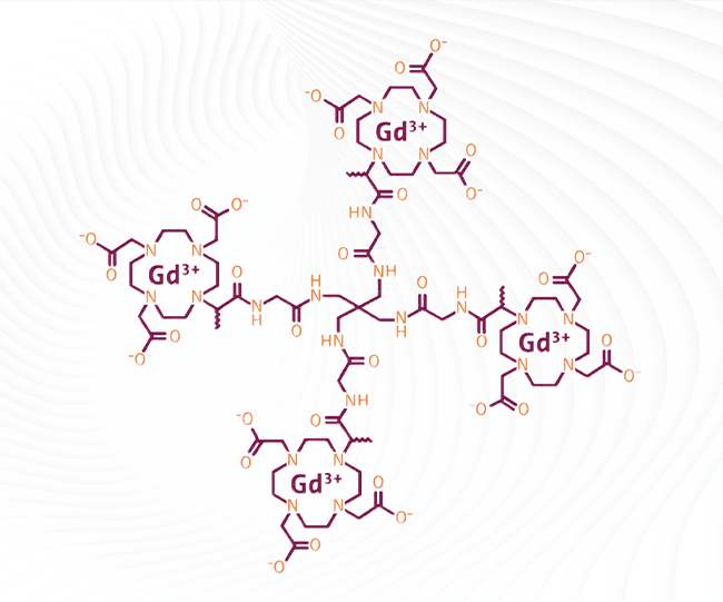 Diagram of a molecular structure with multiple Gd3+ labels