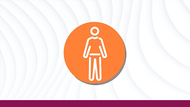 Person in white outline in an orange circle